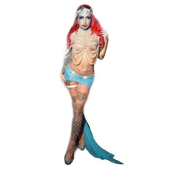 Queen Pearl Body Chain Sexy Bra Fashion Shoulder Necklaces Harness Jewelry Class - Picture 5 of 9